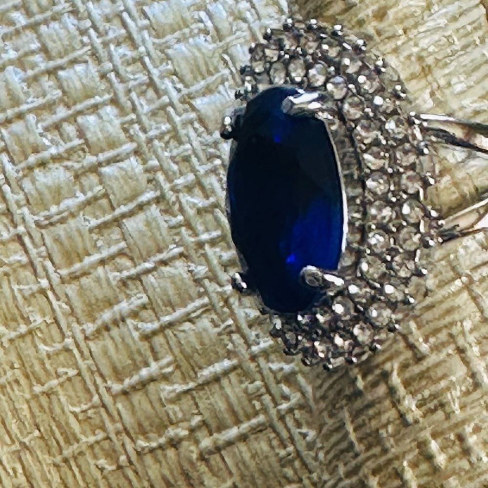 NEW⭐️⭐️⭐️⭐️⭐️HUGE BLUE Tanzanite RING DOUBLE ENCASED W CZ DIAMONDS BLING - Picture 3 of 7